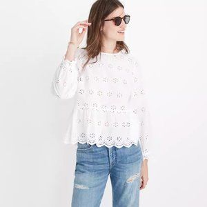 Madewell Eyelet Keyhole Peplum top